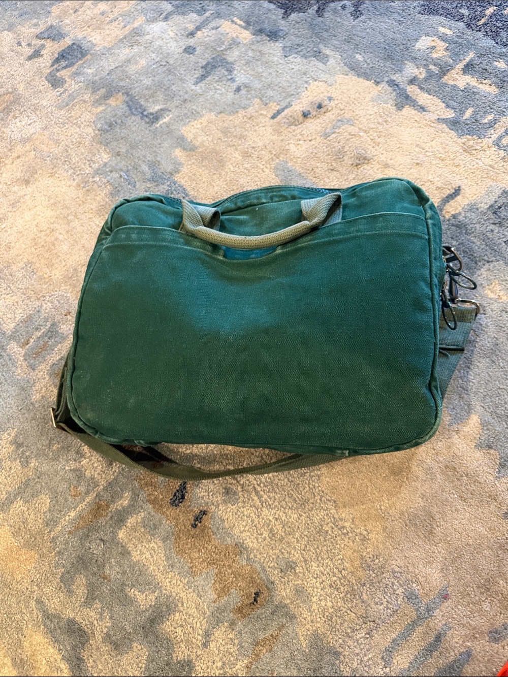 Lands' End Dark Green Canvas Laptop Messenger Bag